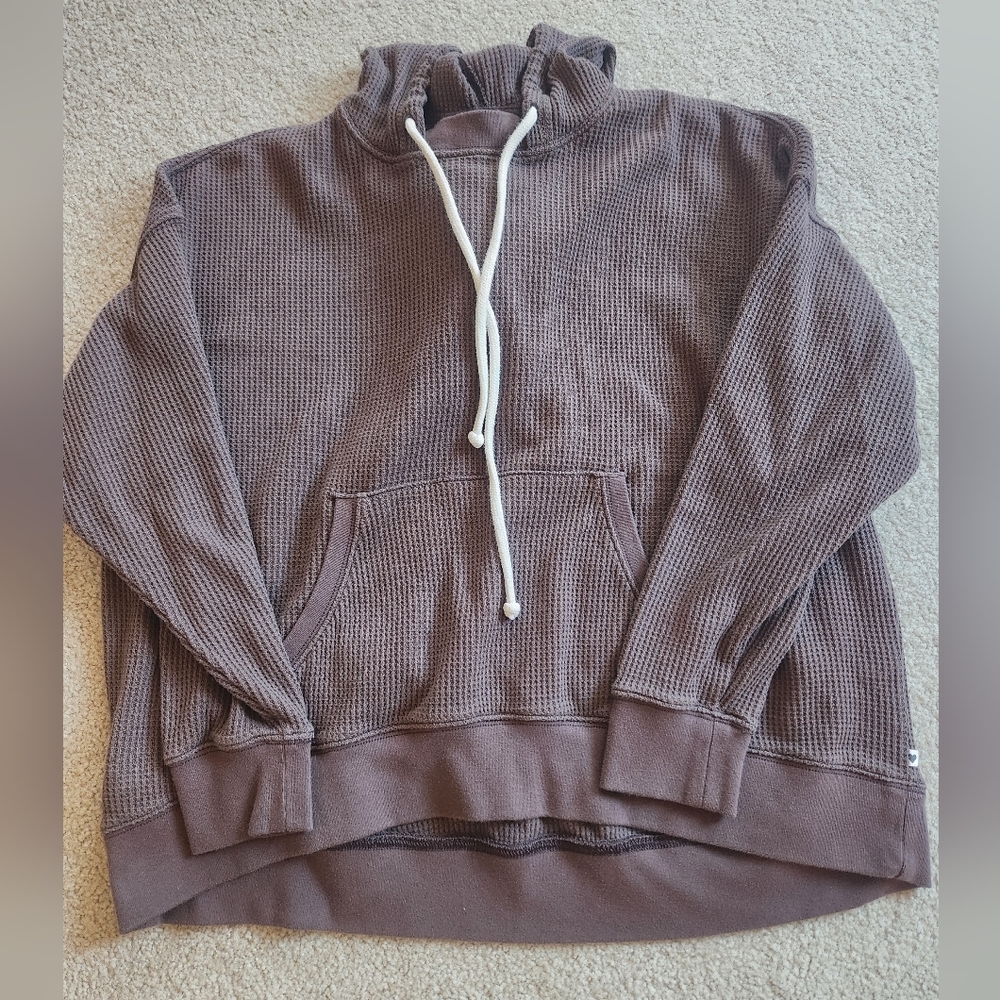 Aerie Brown waffle knit women's sweatshirt, size small.